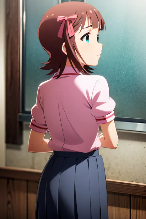 Tenkai Haruka、high-level image quality、An ultra-high picture quality、highly accurate、Delicate hair、Fold your hands behind your back、Reddening cheeks、School Uniforms