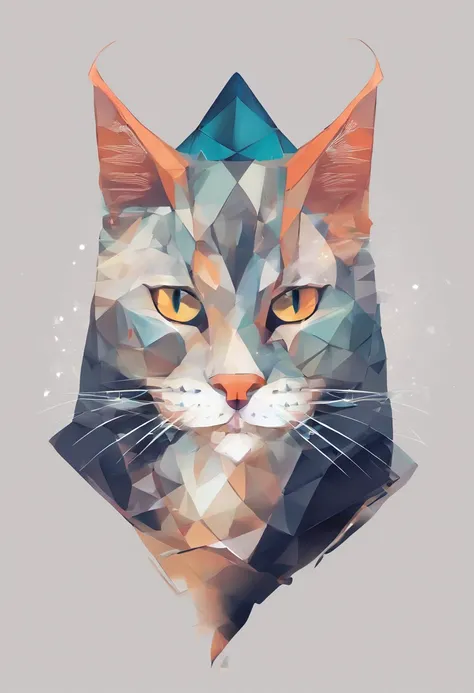 Fantasy head, clean cat, triangle, no background, cut only flat head.