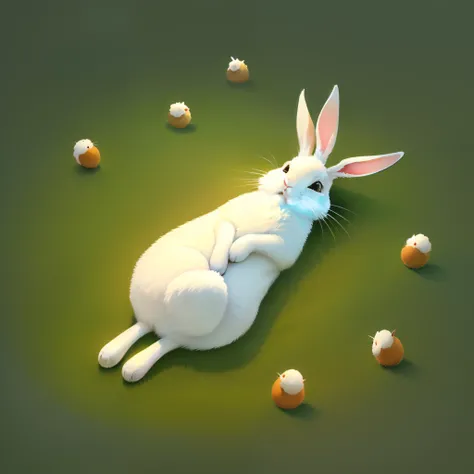 Very, very, very long and drooping rabbit。An illustration of a slightly cartoon-like image lying down