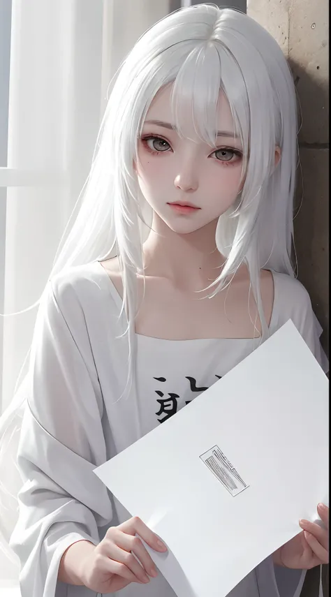 White Hair, White Paper, Boy, Girl, Man, White Eyes, White Eyes, Long Hair, Medium Hair, Fragile, Anime