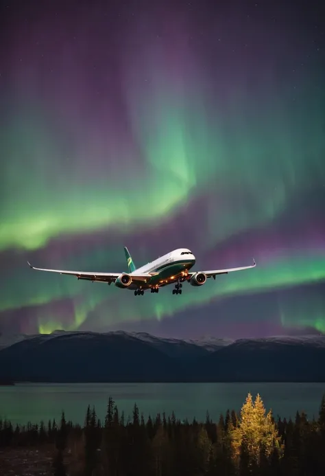 Jumbo jets flying under the Northern Lights、Magnificent Northern Lights、Shining Northern Lights、Aurora(7 colors)、Iridescent Northern Lights、Curtains of the Northern Lights、Jumbo Jet 777 is flying