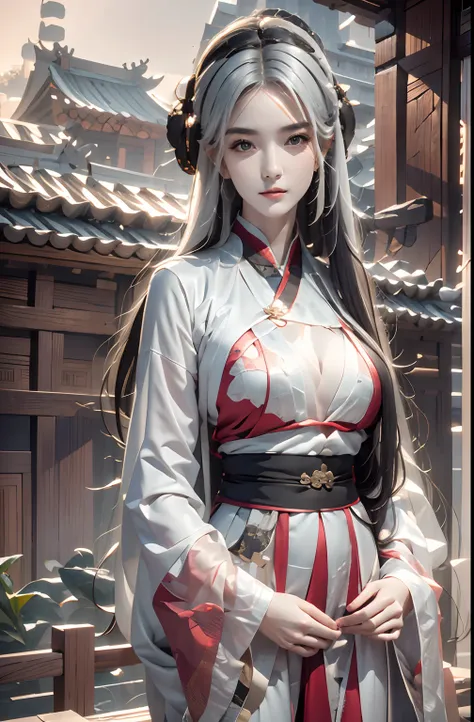 photorealistic, high resolution, 1womanl, solo, hips up, view the viewer, (detailed face), white hair, long hair, ancient china