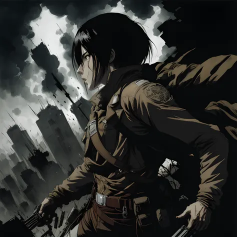 Attack on Titan, (style of ashley wood:1.2),