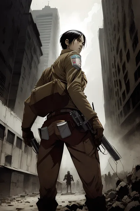 Attack on Titan, (style of ashley wood),