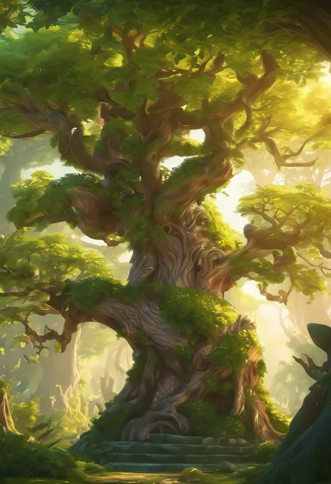 1 Dryad，Cartoon tree close-up，There is a face on it, treant, but rather a, ent treant dryad, the trees are angry, Evil Tree Elves, Groot, character art of maple story,leafy branches，Lots of branches， oak tree ent, plant monster, tree druid, of the tree, tr...