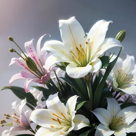 beautiful white lily on a white background  beautiful cinematic 8K realistic 3d --auto --s2