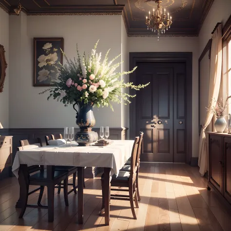 professionally decorated interior design with flowers beautiful cinematic 8K realistic 3d --auto --s2