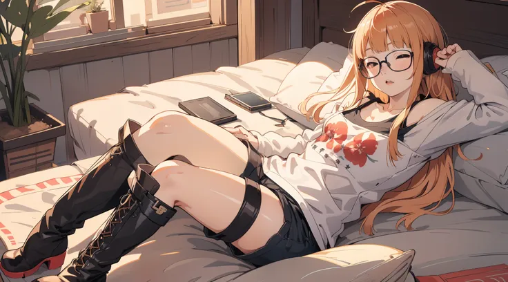 masutepiece, best quality, hight resolution,
1girl in, futaba sakura, blunt bangs, glasses, black-framed eyewear, ahoge, small b...