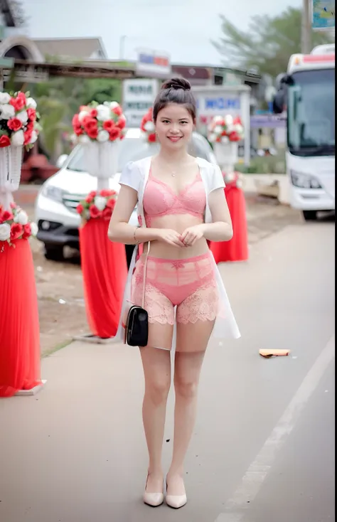 Pink lace underwear