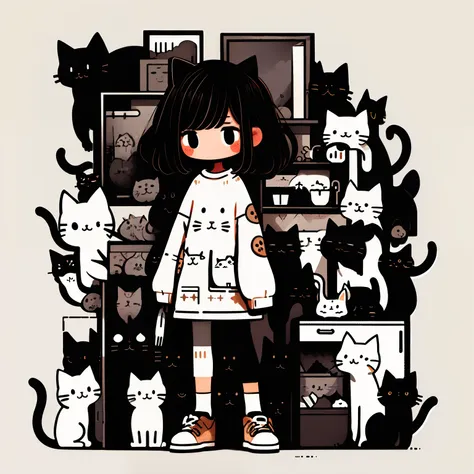 masterpiece,best quality,1girll,cat,long sleeves,