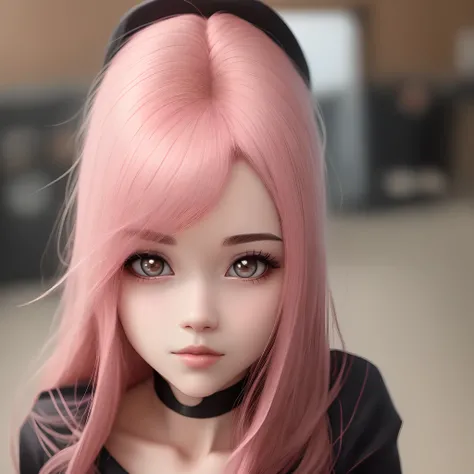 Loiro de cabelo cacheado com um olho mais aberto do que o outro fissurado por mulher de cabelo rosa de animes