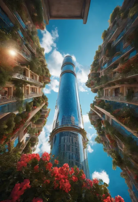 Heaven, Clear skies, blue open sky, Less clouds, Sidon style, City of Progress, futuristic cities, Utopian world, Awesome bright colors, , The future of utopia, ighly detailed, nffsw, parfait, Impressive progressive architecture, The perfect world, Reflect...