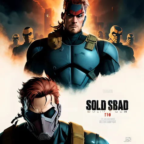 Create a movie poster for Solid Snake, Clone of the infamous Big Boss. Super Soilder, Disney Pixar movie style, –ar 9:16”