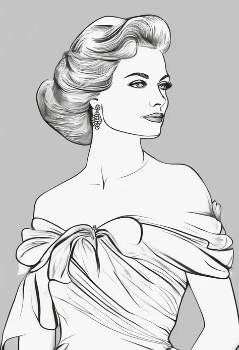 1980s style, Design sketch, Princess Graces royal wedding dress updated for the late 1980s with a Cinderella aesthetic, influenced by Princess Dianas and Sarah Fergusons wedding dresses