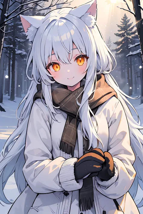 (best quality:1.05), 1girl in, winter clothes, detailed  clothes, high quality winter clothes, intricate detailes, mittens, smil...