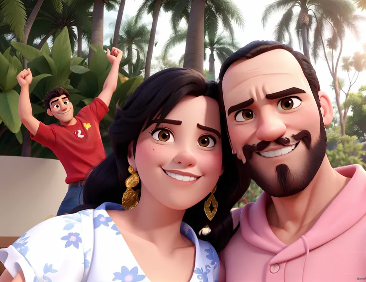 casal homem e mulher no estilo Disney Pixar, alta qualidade, melhor qualidade