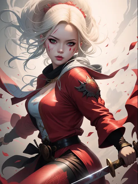 Anime - a style image of a woman with a sword and blood on her face, Ross Tran 8 K, wlop rossdraws, Extremely detailed Artgerm, artgerm and rossdraws, Style Artgerm, Rosla 1. 0, IG model | Art germ, Ross Tran style, graphic artist magali villeneuve, Phlegm...