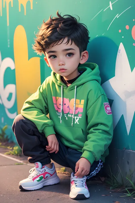 cute boy ,1 little boy ,graffiti