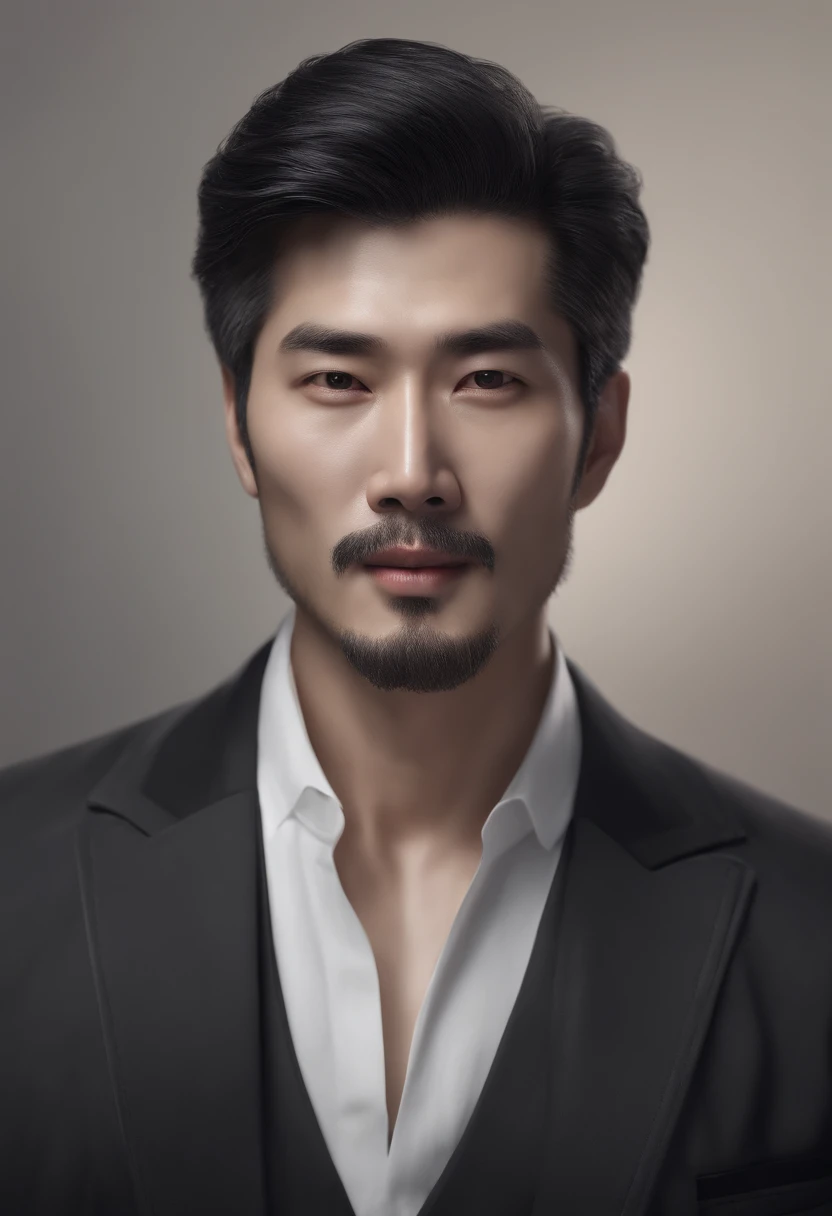 Chinese man in a white shirt, Best quality,4K,8K,Very attractive man with both hands,30 age old， Neat facial hair, adolable, Breathtaking, hentail realism, ultra-realistic image, Extreme oppression,Soft portrait shot 8 K, Very detailed portrait,, Hyper-rea...