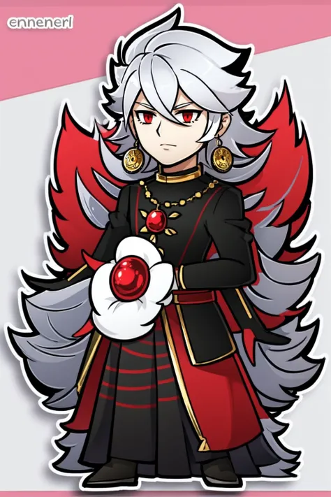 karna fgo-chibi,full body,standing, silver hair