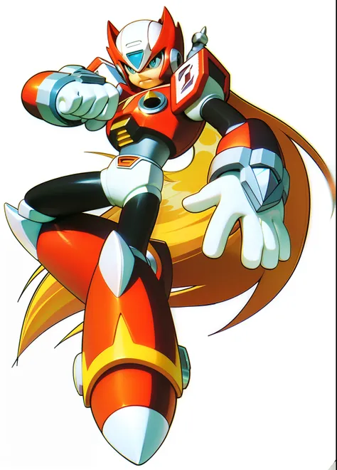 Mega Man X by On Devite, MegaMan, MegaMan, heroic kicking pose, this character has cryokinesis, offcial art, super super dynamic dynamic pose, heroic action pose, heroic masculine pose, fightingpose, Humanoid form, hero pose, inspired by Kōno Michisei, att...