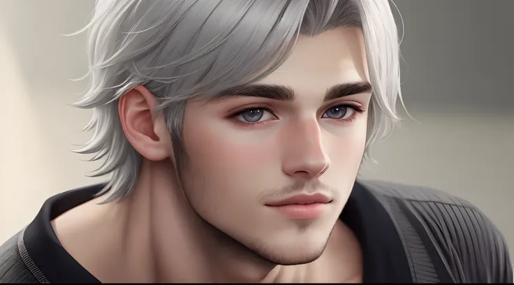 Beautiful boy with gray hair