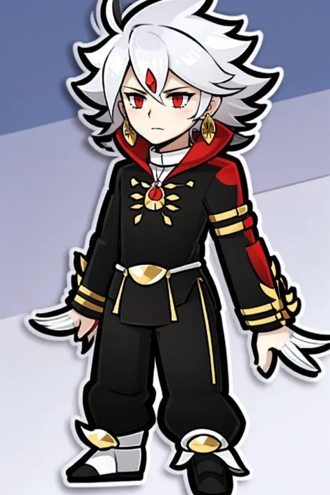 karna fgo-chibi,full body,standing, silver hair