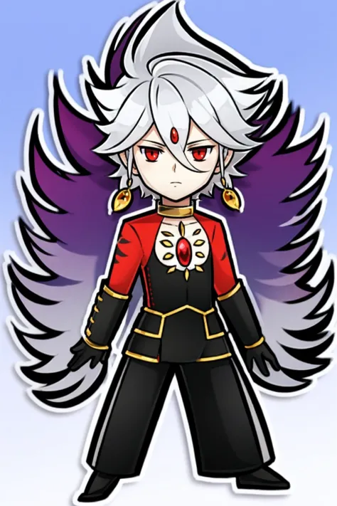 karna fgo-chibi,full body,standing, silver hair