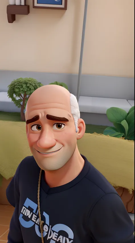 Um homem branco velho careca, estilo Disney pixar, melhor qualidade, alta qualidade