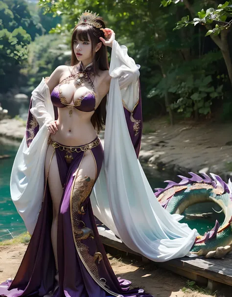 (heavy breasts)、top-quality、​masterpiece、超A high resolution、（Black Ragon Armor）、(((Colossal tits))),dragon armor、(((Detailed Micro Bikini))),(Wearing a beautiful crown made of jewels),(Photorealsitic:1.4)、Raw photo、女の子1人、(((Random hair))、(((Take different ...