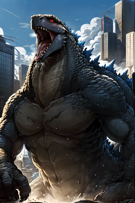 ((solo) full height):1, godzillaxp, (monitor dragon):1.8, adult, mature, handsome, (godzilla_2004 proportions):0.5, (correct ana...