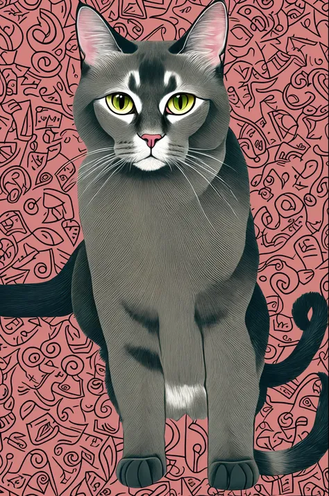 Sacred Burmese Cat with Cartoon Pattern