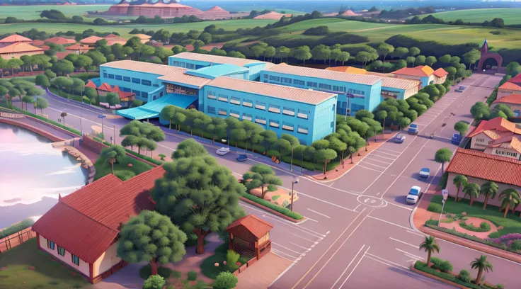 Uma cidade estilo disney pixar, alta qualidade, melhor qualidade