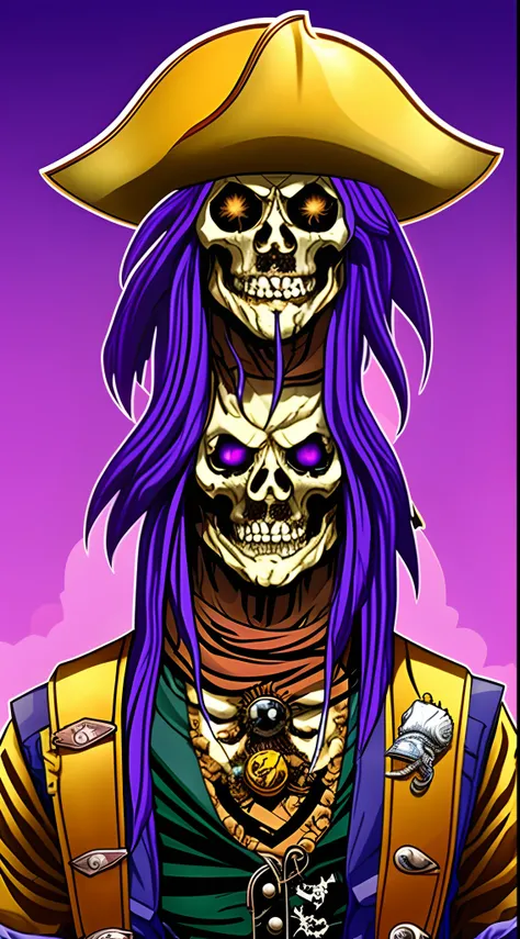 A pirate named Blackjack Whiskey. He is surrounded by a purple aura, he’s an insane man who is the holder of the “Curse Curse Fruit”. His long greasy hair and a nasty scar across his chest are his notable features.