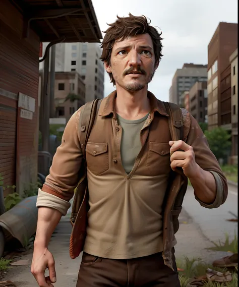 1boy,man (pedro pascal:1.10),playing joel miller,the last of us,(brown eyes:1.35),(masterpiece:1.10),(best quality:1.10),action ...