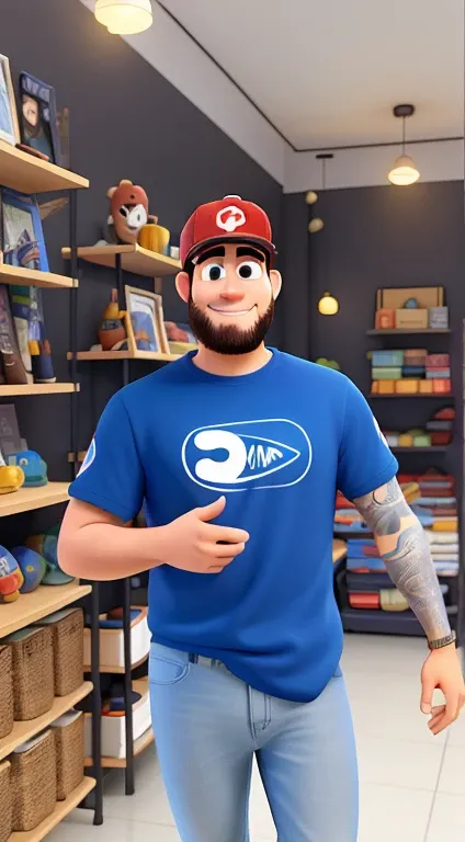 Um homem estilo pixar ,alta qualidade, Best quality and cap