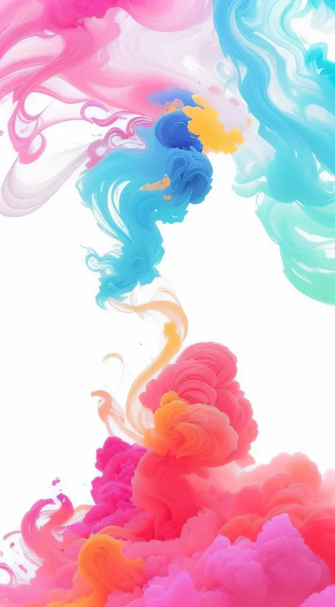 Colorful Arabic ink in water with a white background, tinta colorida, philosophical splashes of colors, explosion of color paint, tinta fluida intrincada, colorido, respingos de cor, tinta colorida, colorido bonito, Color Explosion, colorful smoke, Imagem ...