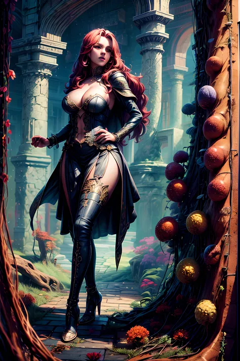 high details, best quality, 8k, [ultra detailed], masterpiece, best quality, (extremely detailed), full body, ultra wide shot, julie bell style (ultra details, Masterpiece, best quality), fantasy art, dnd art,fantasy art, realistic art, a sorceress casting...