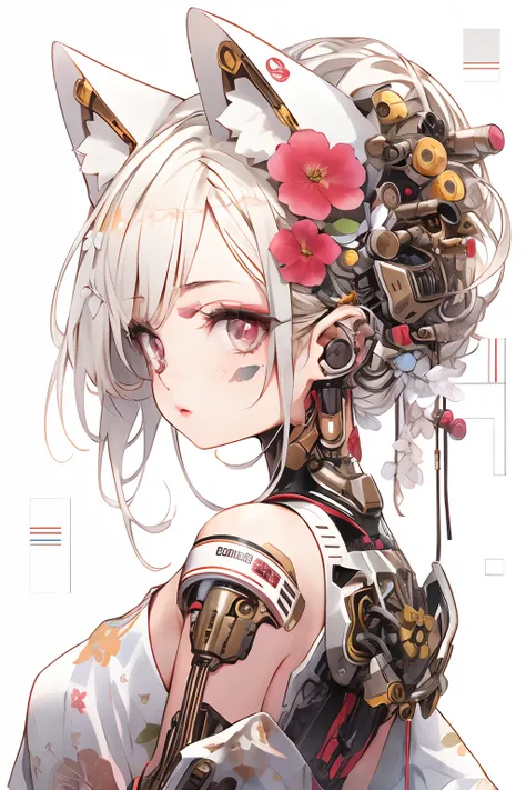 Blonde Girl Robot Tattoo 、in 8K、hight resolution、​masterpiece