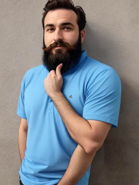 arafed man with a beard and a blue shirt looking at the camera, stephen outram, Krzysztof Kononowicz, taken in the early 2020s, Paulo Heaston, Ken Currie, Carregado, Colin Searle, Neil Richards, Paulo Robertson, Radoslav Svrzikapa, Iain McCaig