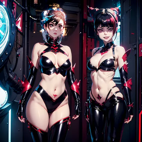ChunLi and HanJuri.(hightquality)(The sheen)Brainwashed figure.Take it with you. slaves. Costume of Evil. Black latex. Tattoo of a heart. Crowd.