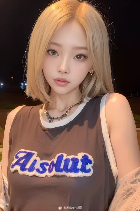 Mulher com cabelos loiros e olhos azuis vestindo uma camisa marrom, Parque Roseanne do Blackpink, Jinyoung Canela, Ulzzang, Retrato de Jossi de Blackpink, Dom Yunjoo, Lalisa Manobal, Jaeyeon Nam, branco hime corte penteado, jossi do blackpink, Lalisa Manob...