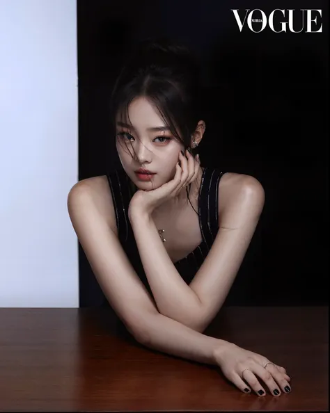 asian woman araffed in a black dress sitting on a table, dilraba dilmurat, kiko mizuhara, blackpink jennie, wenfei ye, xintong c...