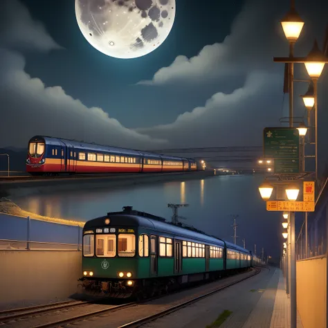 Night Sea Full Moon Night Train