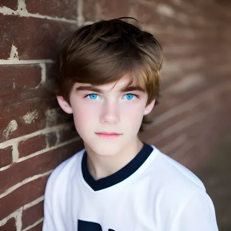 Teenage boy with blue eyes and dark brown hair