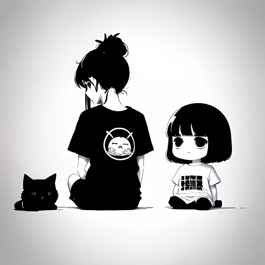 simple、without background、black-and-white、monochromes、Original Characters、tshirt design、Tip、