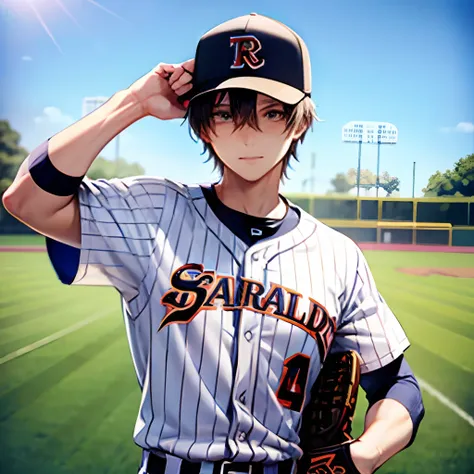 baseball player　baseball field　Baseball Uniform Cosplay　pitcher　Adult males　Lunette de soleil