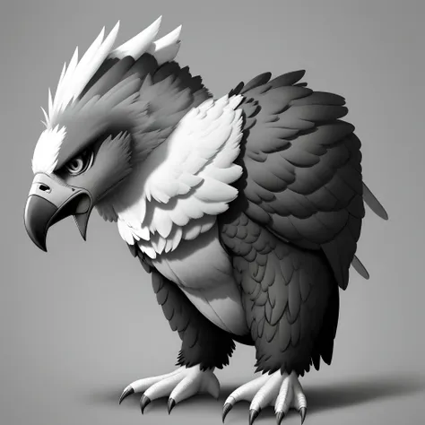 Black and white and gray harpey eagle fursona male