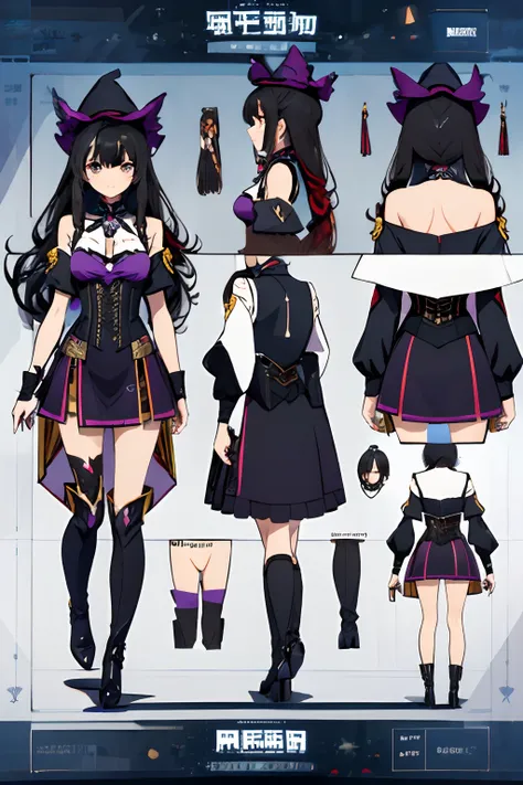 ((masterpiece)),(((best quality))),(((highly detailed))), (character design sheet, same character, same outfit, ""main front vie...