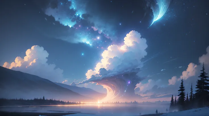 Yuki，Rime，glowworm，Atmospheric fantasy sky, beautiful art